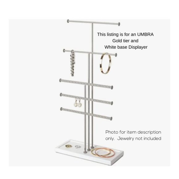 Umbra Trigem Jewelry Stand GOLD tier with WHITE base - Picture 4 of 8